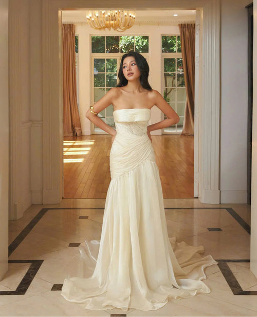 Ivory Draped Couture Gown – The Poetry of Light