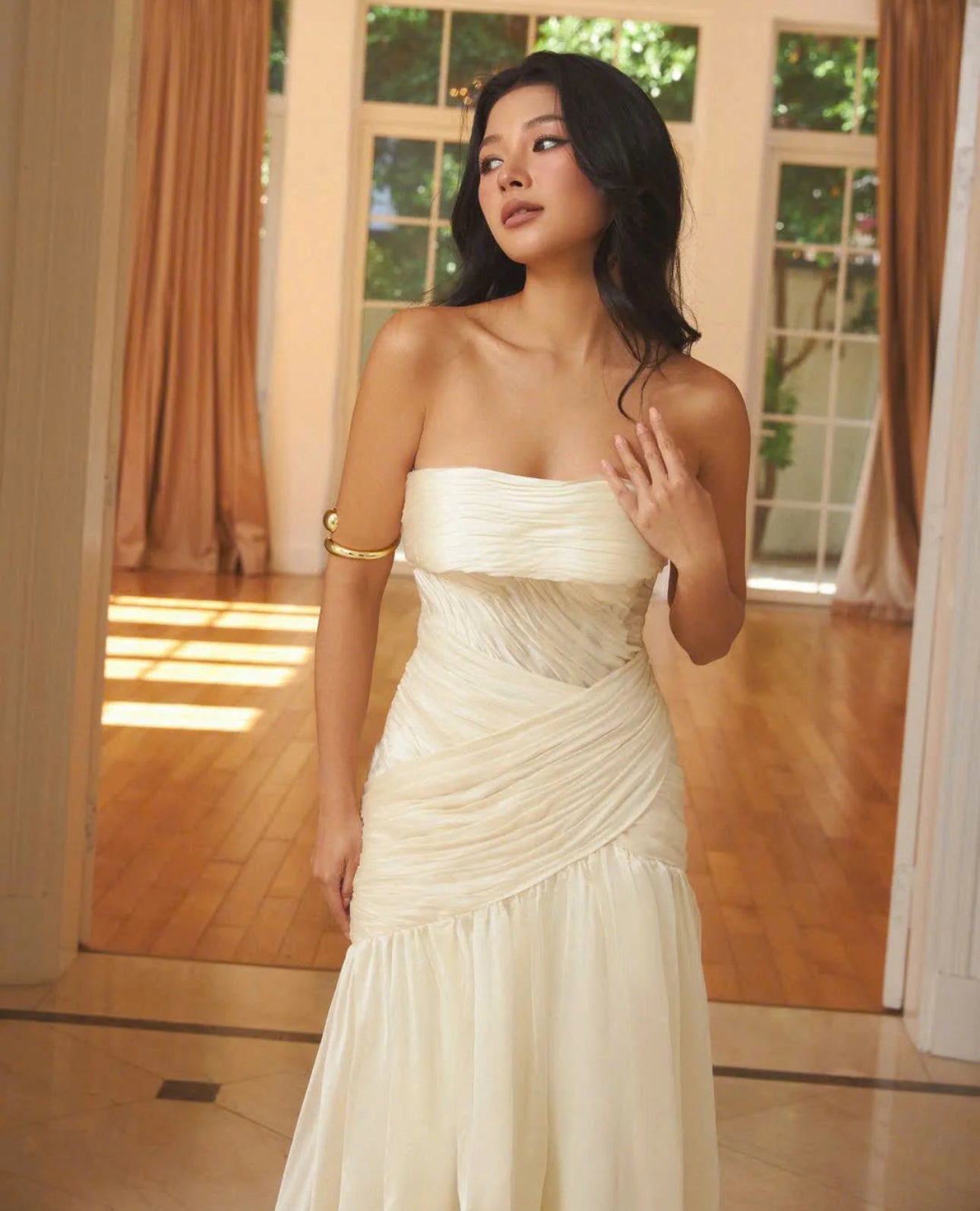 Ivory Draped Couture Gown – The Poetry of Light